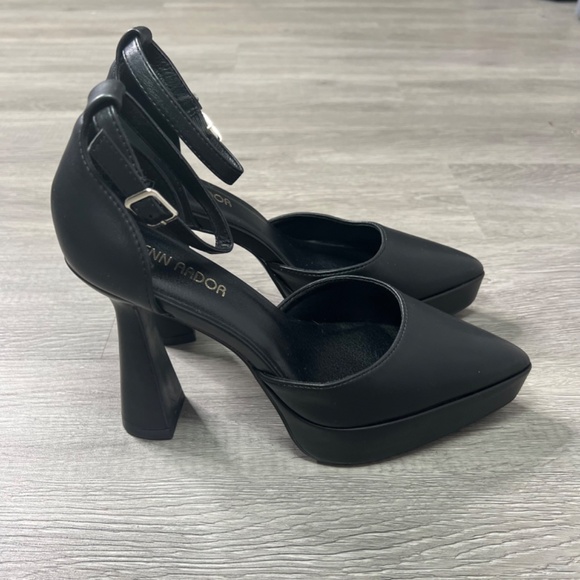 Jenn Ardor Pointed Toe Platform Block High Heels with Ankle Strap, Black - 6.5 - Picture 6 of 13